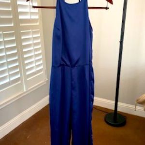 Bobbi Rocco Blue Satin Jumpsuit S